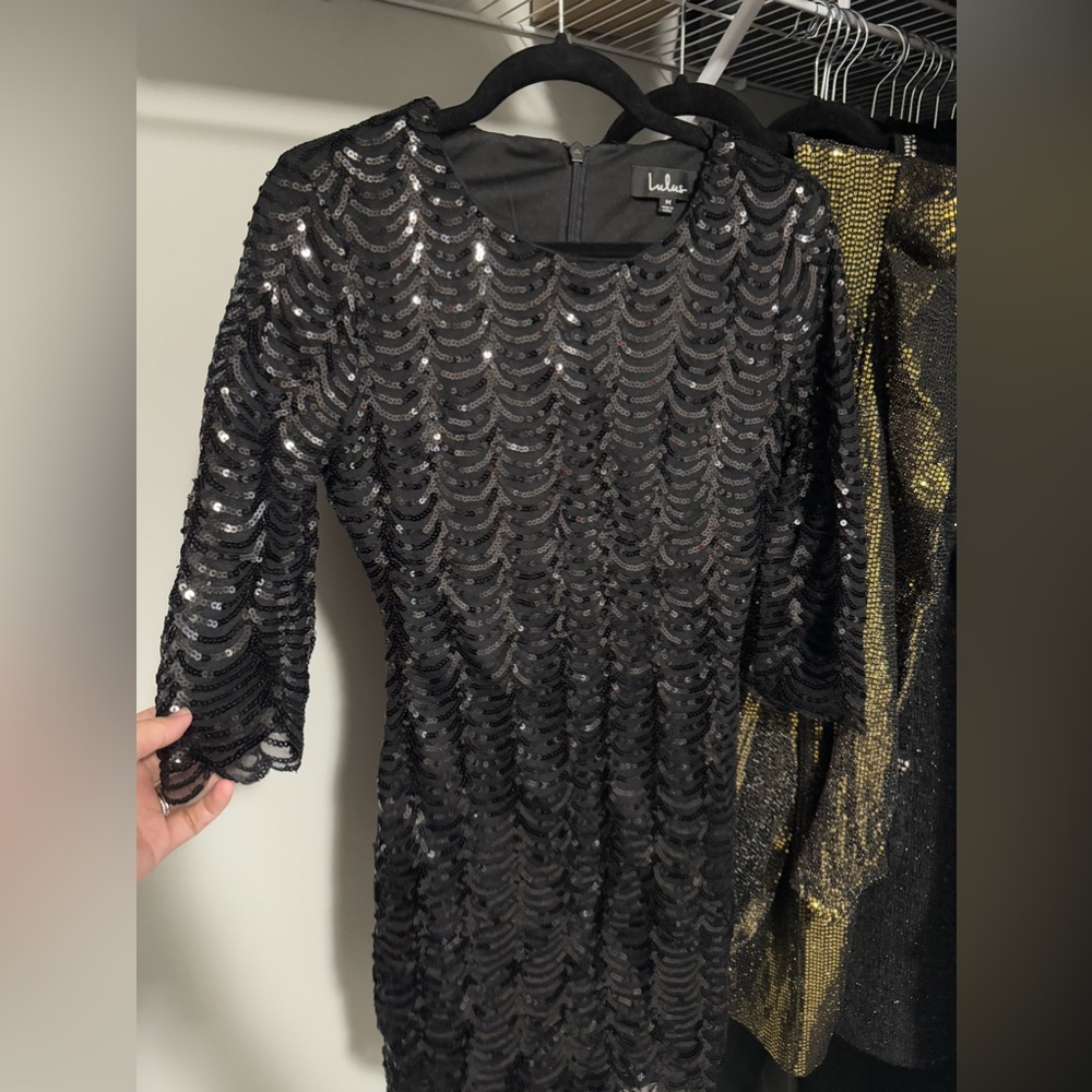 Lulus black sequin dress